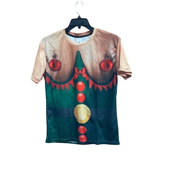 Elf Christmas Costume T-Shirt Short Sleeve Funny Holiday Apparel Small - Picture 1 of 4